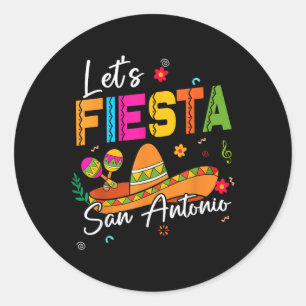 Pegatina Redonda Fiesta San Antonio Texas Cinco De Mayo Mexica