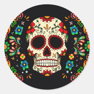 Pegatina Redonda Fiesta Skull