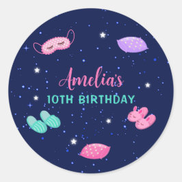 Pegatina Redonda Fiesta Sluepover Slumber Stars Púrpura Rosa