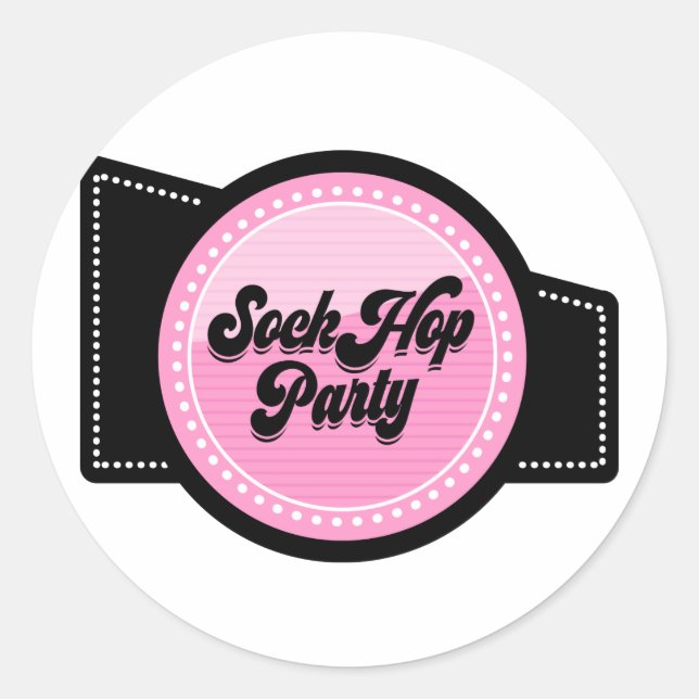 Pegatina Redonda Fiesta Sock Hop (Anverso)