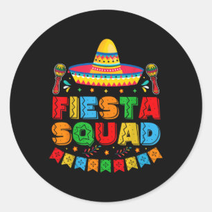 Pegatina Redonda Fiesta Squad Cinco De Mayo Cin De Guitarra Taco Me