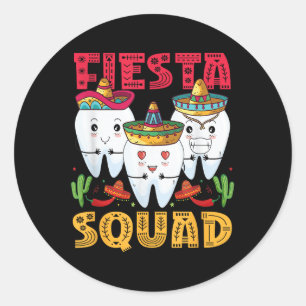 Pegatina Redonda Fiesta Squad Cinco De Mayo Dental Mexicana Fiesta 