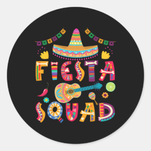 Pegatina Redonda Fiesta Squad Cinco De Mayo Familia Coincidiendo Co