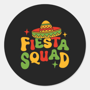 Pegatina Redonda Fiesta Squad Cinco De Mayo Sombrero Family Matchin