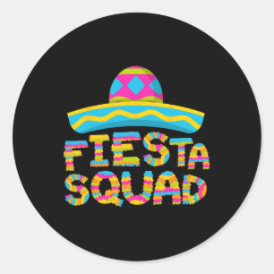 Pegatina Redonda Fiesta Squad Divertido Cinco De Mayo Fiesta Mexica
