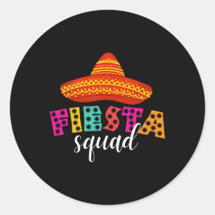 Pegatina Redonda Fiesta Squad Funny Cinco De Mayo Sombrero Mujeres 