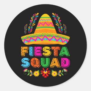 Pegatina Redonda Fiesta Squad Tacos Fiesta mexicano Fiesta Squad Ci