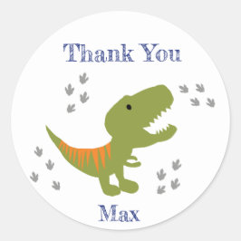 Pegatina Redonda Fiesta T-rex Gracias