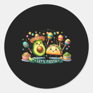 Pegatina Redonda Fiesta Taco Aguacate Funny Cinco De Mayo Mexi
