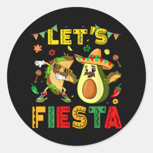 Pegatina Redonda Fiesta Taco Aguacate Funny Cinco De Mayo Mexicano