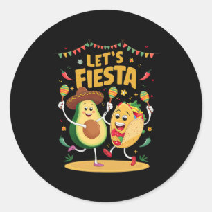 Pegatina Redonda Fiesta Taco Aguacate Funny Cinco De Mayo Mexicano