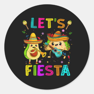 Pegatina Redonda Fiesta Taco Aguacate Funny Cinco De Mayo Mexicano