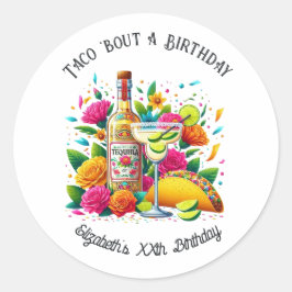 Pegatina Redonda Fiesta "Taco ’Bout a Cumpleaños"