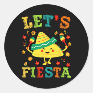 Pegatina Redonda Fiesta Taco Cinco De Mayo Niños Mexi