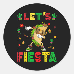 Pegatina Redonda Fiesta Tacos Dabbing Cinco De Mayo Mexican Pa