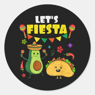 Pegatina Redonda Fiesta Tacos Fiesta mexicana para Fiesta Cinco