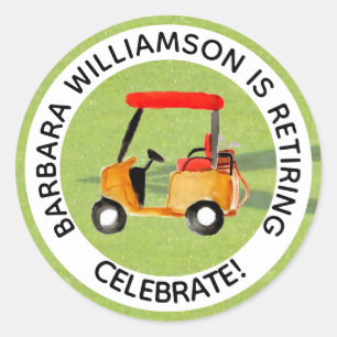 Pegatina Redonda Fiesta temática de Jubilación Golf Personalización
