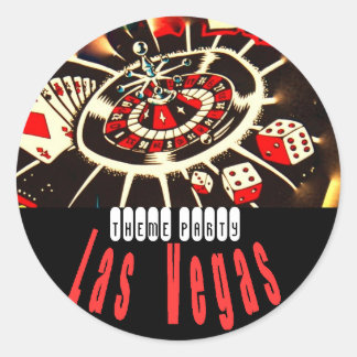 Pegatina Redonda Fiesta temática de Las Vegas