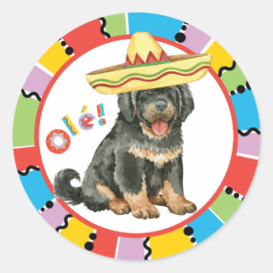 Pegatina Redonda Fiesta Tibetana Mastiff