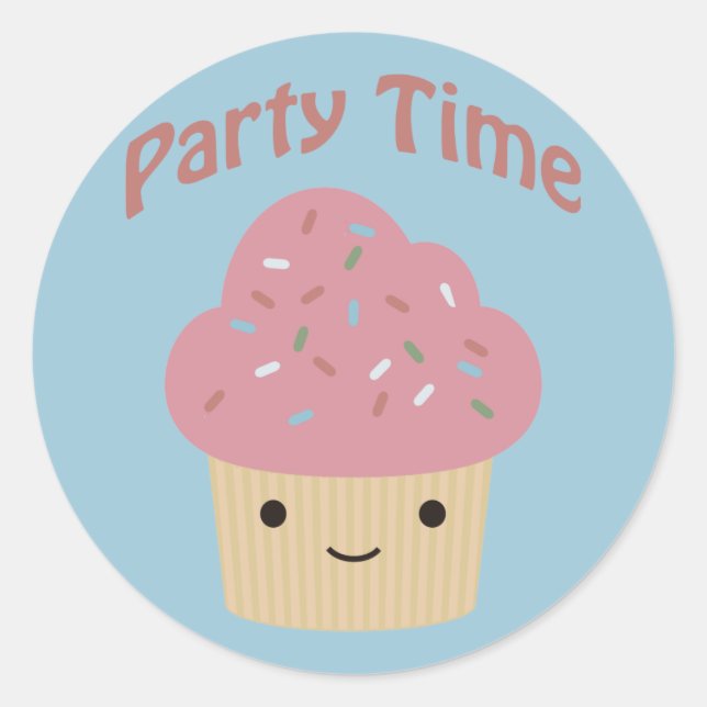Pegatina Redonda Fiesta TIme Cupcake (Anverso)