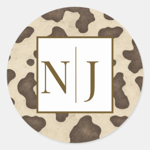 Pegatina Redonda Fiesta Vaquera Country Occidental Estampado Vaca M