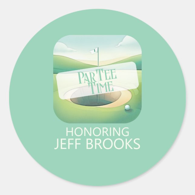 Pegatina Redonda Fiesta verde del tema del golf (Anverso)