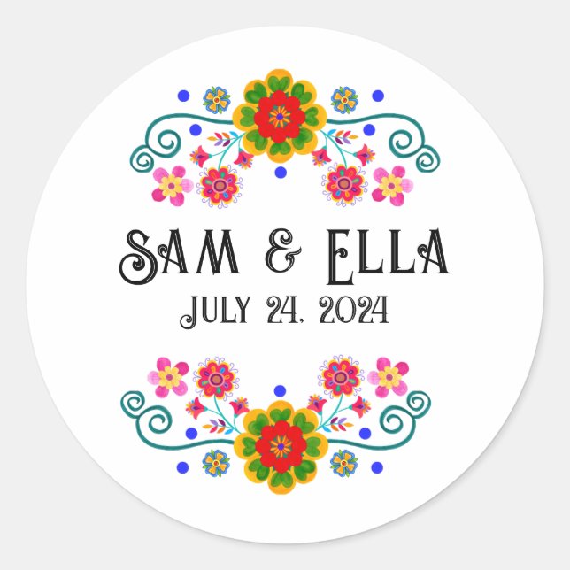 Pegatina Redonda Fiesta Wedding Stickers - Personalizar para tu eve (Anverso)