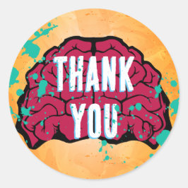 Pegatina Redonda Fiesta Zombie Birthday Halloween Kids