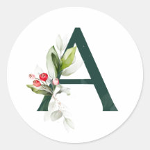 Fiestas de invierno MONOGRAMA bayas de poinsettia 