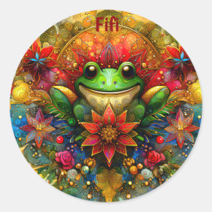 Pegatina Redonda FIFI ~ Navidades SHINY FROG ~
