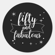 Fifty and Fabulous Black White Birthday