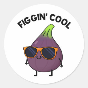 Pegatina Redonda Figgin Guay Funny Fig Food Pun