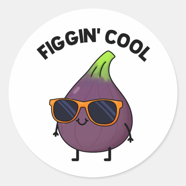Pegatina Redonda Figgin Guay Funny Fig Food Pun (Anverso)