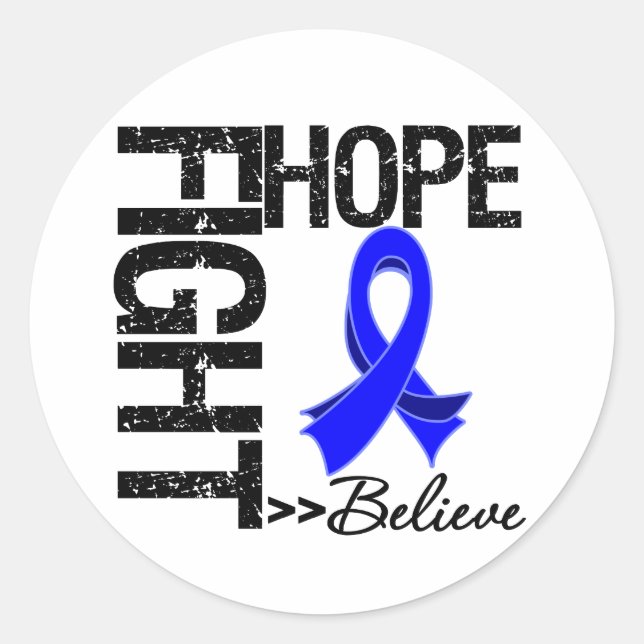 Pegatina Redonda Fight Belier Hope v2 Colon Cancer (Anverso)