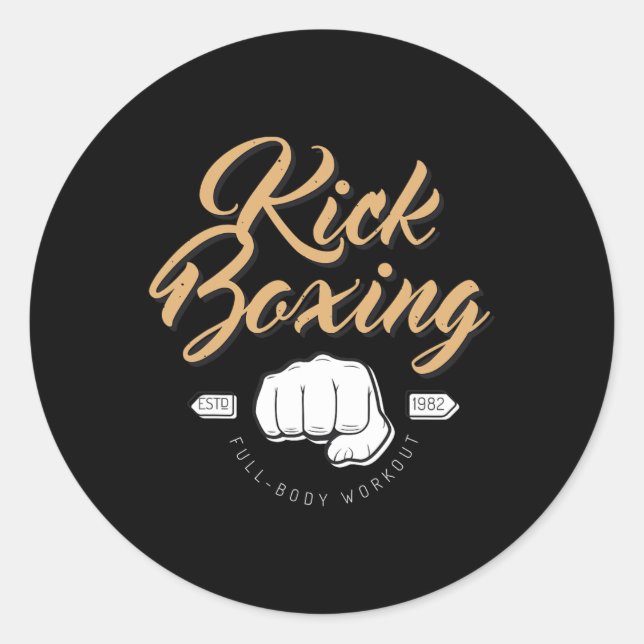 Pegatina Redonda Fight Boxing Kickboxing  (Anverso)