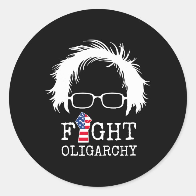 Pegatina Redonda Fight Oligarchy Sanders And Aoc Freedom Us Anti Tr (Anverso)