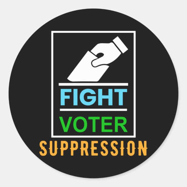 Pegatina Redonda Fight Voter Suppression - Election Design (Anverso)