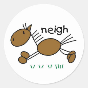 Pegatina Redonda Figura caballo del palillo