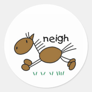 Pegatina Redonda Figura camisetas y regalos del palillo del caballo