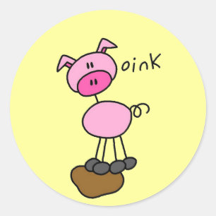 Pegatina Redonda Figura camisetas y regalos del palillo del cerdo