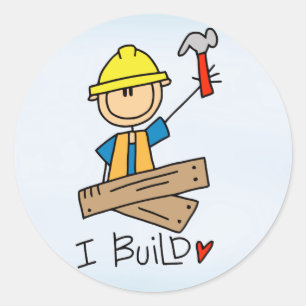 Pegatina Redonda Figura carpintero del palillo