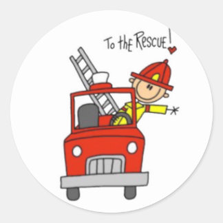 Pegatina Redonda Figura de Fireman Stick