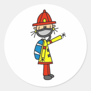 Pegatina Redonda Figura de Fireman Stick