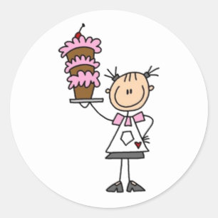 Pegatina Redonda Figura de palo de bancada