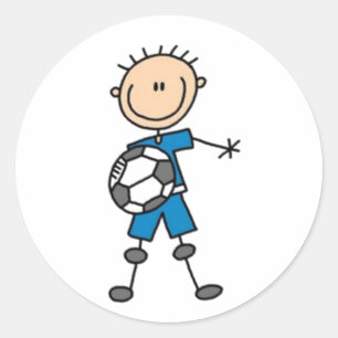 Pegatina Redonda Figura de palo de fútbol