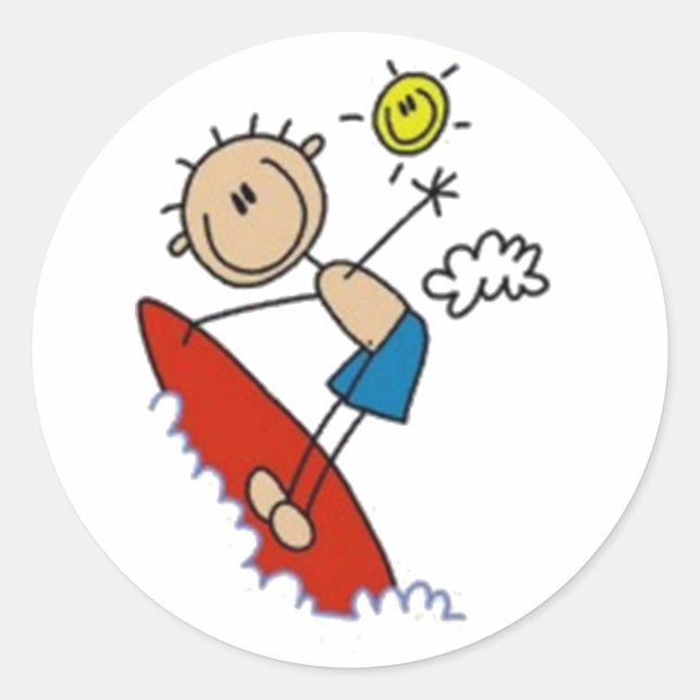 Pegatina Redonda Figura de Surfing Stick (Anverso)