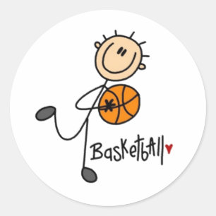 Pegatina Redonda Figura del palo de baloncesto