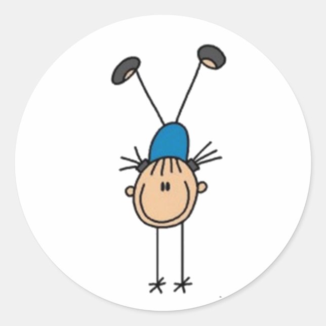 Pegatina Redonda Figura del palo de gimnasia (Anverso)