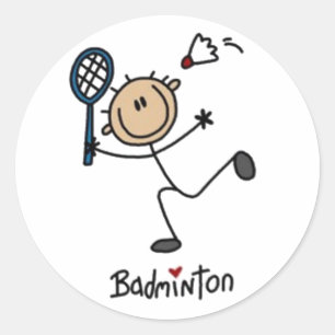 Pegatina Redonda Figura del stick de Badminton