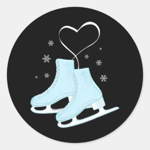 Pegatina Redonda Figura Ice Skater Figura Skater Love